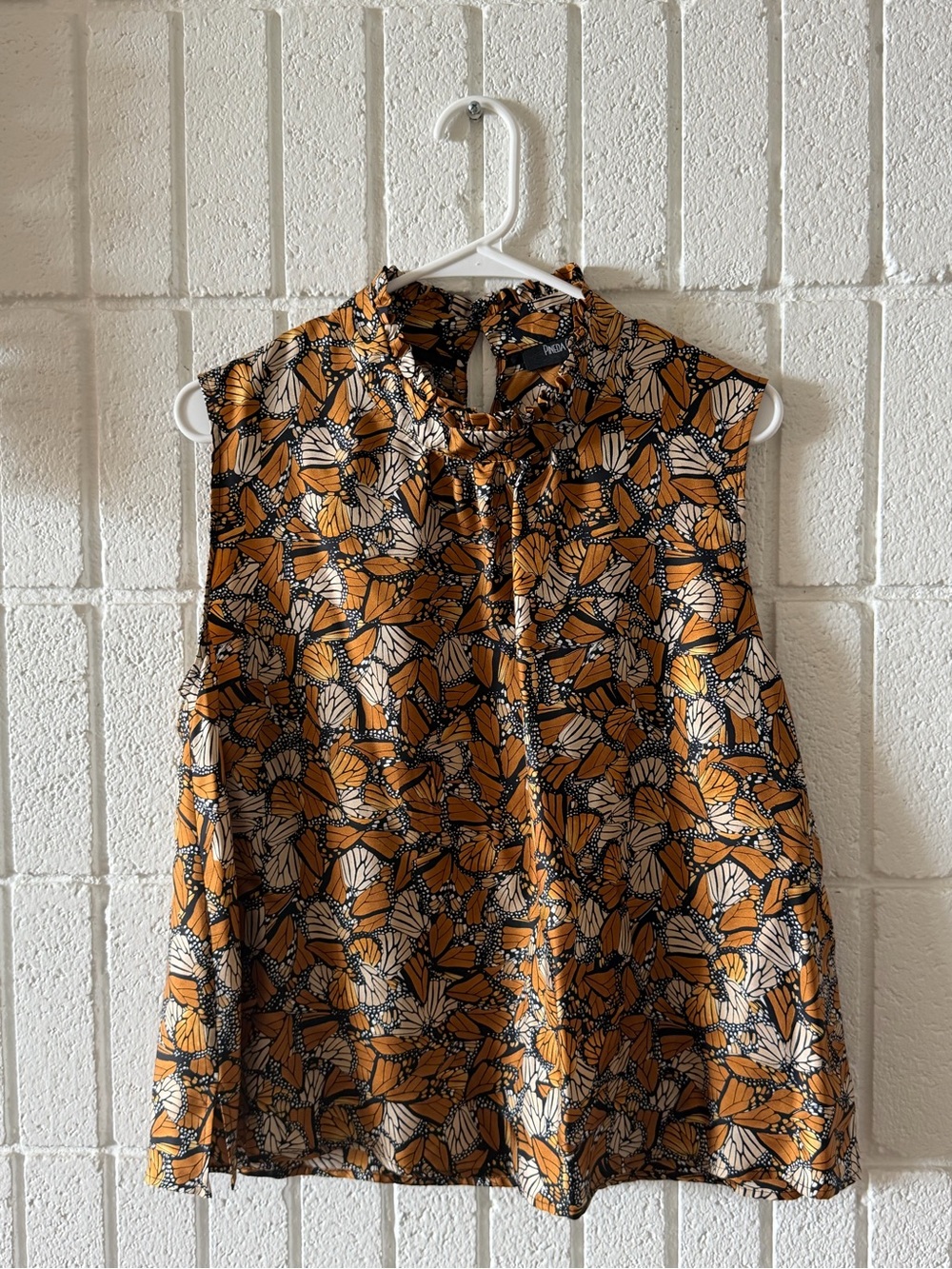 Sleeveless Silk Butterfly Print Top